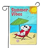 Flagology, PEANUTS Summer Beach Vibes – Garden Flag 12' x 18', Officially Licensed PEANUTS®, Summer