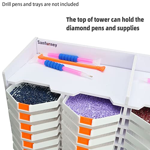 image for SANFURNEY 32 Slots Diamond Art Trays Tower Organizer, Large Diamond Pa