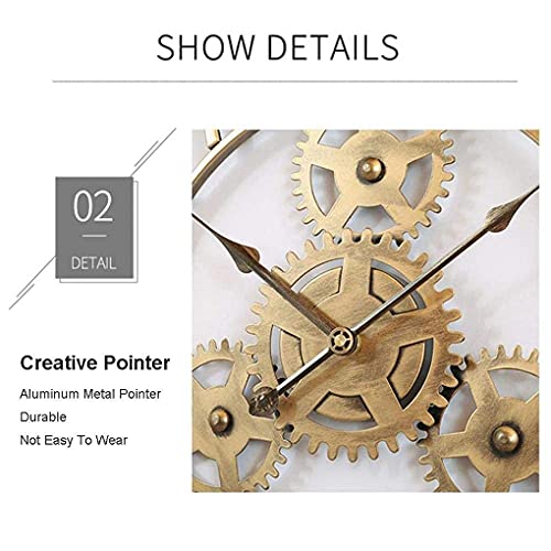Horloge murale extérieure rétro en fer avec engrenage rotatif durable - 3