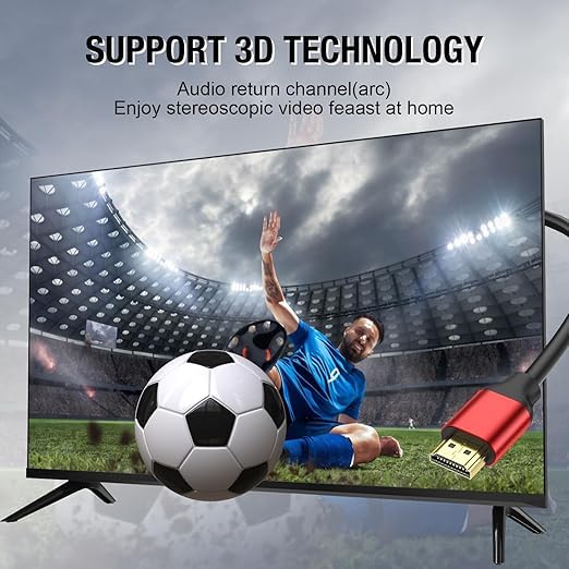 4K Hdmi Cable 150FT, High Speed Hdmi 2.0 Cable 4K@60Hz 2K@120Hz, Gold-Plated Connector 3D ARC HDCP 2.2 &2.3 for HDTV/Blu Ray Playback/Projectors/Laptops/PS4/PS5(Red) - Image 3