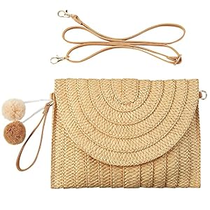 FARVALUE Women’s Straw Clutch Summer Woven Purse Shoulder Crossbody Bag Beach Straw Envelope Clutch Wallet for Women