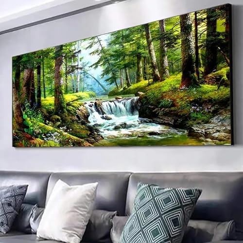 Peinture sur toile Forest Creek 50x100 cm sans cadre pour salon