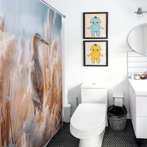 Rideau de douche grue et eau polyester imperméable 122x183cm avec 12 crochets - 3