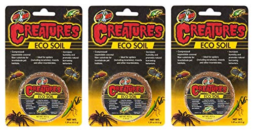 Zoo Med 3 Pack of Creatures Eco Soil, 1.59 Ounces Each, Coconut Fiber Substrate for Invertebrate Pet Habitats