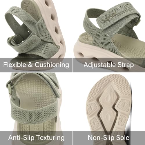 Image of UBFEN Womens Comfortable Walking Sandals with Cushioned Sole | Non-Slip Rocker Bottom, Arch Support, Adjustable Straps, Lightweight Water Sport Platform Summer