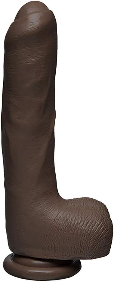 Doc Johnson The D - Uncut D - 9 Inch with Balls - FIRMSKYN - 8.75" Long and 1.75" Wide - Suction Cup Base - O-Ring Harness Compatible Dildo - for Adults Only, Chocolate