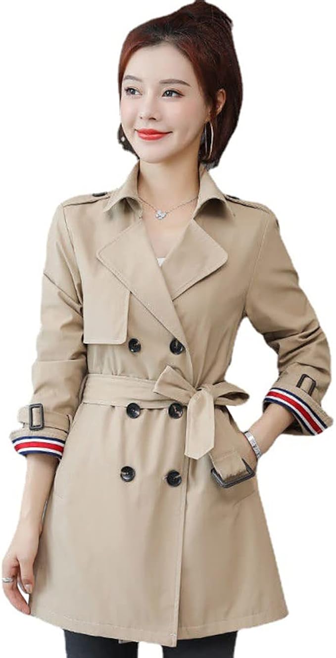 Amazon トレンチコート レディース スプリングコート ミドル丈 春コート 春服 秋服 ガウンコート ビジネスコート アウター 大きいサイズ M L Xl 2xl 3xlサイズ コート ジャケット 通販