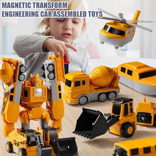 Image of Magnetic Transform Engineering Car Assembled Toys,Toy Construction Vehicles with Storage Box,Magnetic Blocks for Kids Age 3-5 4-8 Outdoor Toddler Activities Toys(Engineering Series-35 Pcs)
