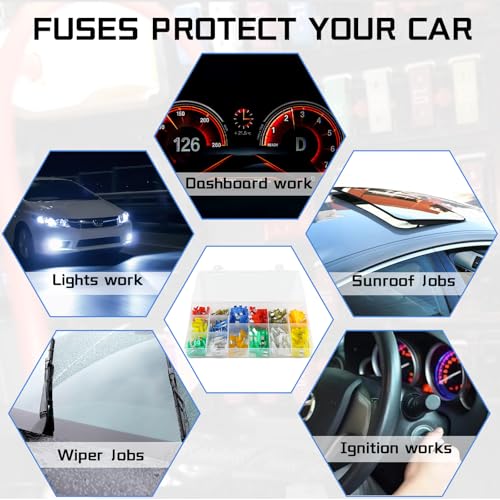 Ongfuwu 220PCS Car Fuse Assortment Kit, Standard & Mini Automotive Blade Fuses with 1 Fuse Puller, 5A 7.5A 10A 15A 20A 25A 30A Replacement Fuses for Car Truck SUV RV Boat Camper