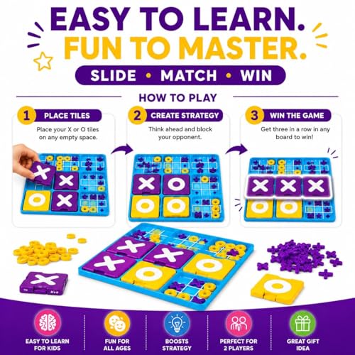 Image of Ultimate Tic Tac Toe Board Game for Kids 8+ & Adults | 3D Strategy Brain Game for Family Fun, Educational Thinking Toy | Indoor Travel Board Game for Boys, Girls & Family Game Night