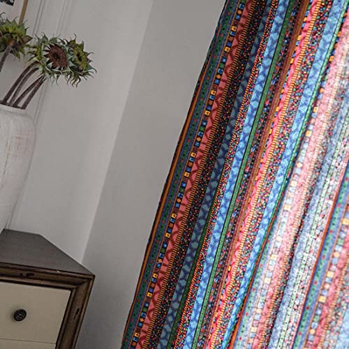 Jaijy Boho Bright Colored Colorful Geometric Striped Kitchen Window Curtain With Colorful Tassels, Rod Pocket Patchwork Textured Retro Window Curtains Panel For Bedroom Living Room, 1 Panel, 59" X 72" #TOP3