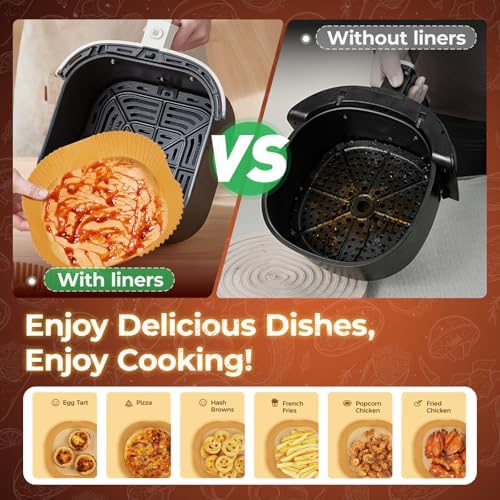 Air Fryer Liners Disposable, 150Pcs Parchment Paper 8" Square for 5-8QT - 5