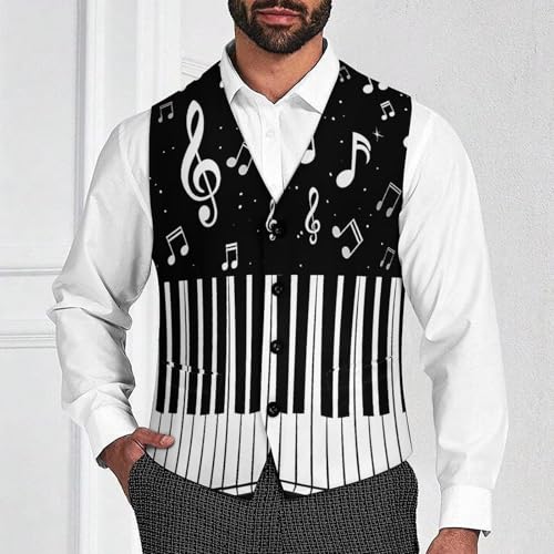 Musical Piano Keys Mens Suit Vest Waistcoat Formal V Neck Business Dress for Wedding Party3