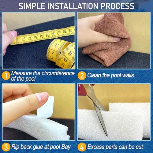 Image of 46.5 inch 14PCS Peel and Stick Pool Cove for 15' Round Above Ground Pool, Closed Cell Foam Peel and Stick Above Ground Pool Cove with Adhesive Backing, Protect Pool Liner, Prevents Excess Wear