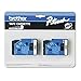 Brother 3/8 Inch x 25 Feet White On Black For P-Touch 2 Pack (TC34Z) - Retail Packaging