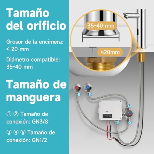 AIKE Grifo Comercial Con Sensor Para Baño en cromo sin contacto 6