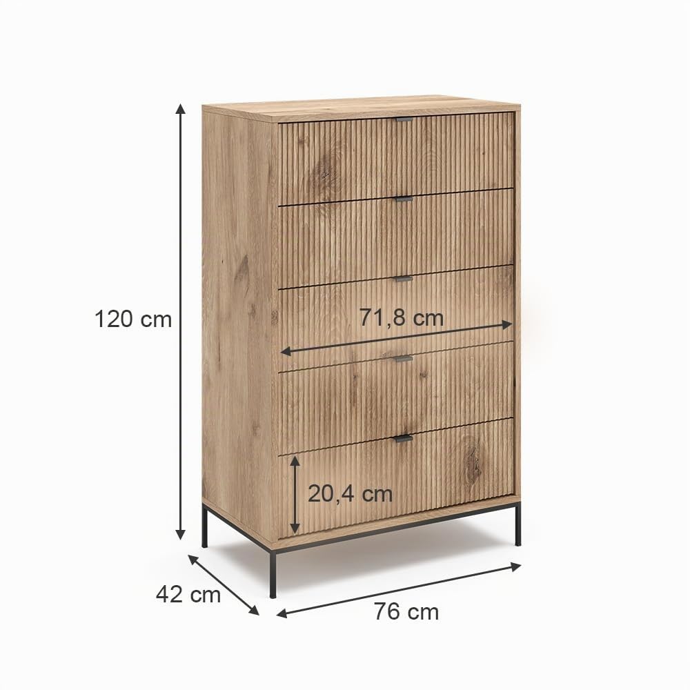 Vicco Cassettiera Eliza, Quercia vichinga, 76 x 120 cm