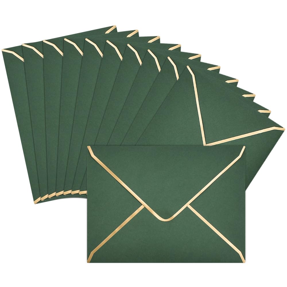 ADERTOS 50 PCS Sobres para Invitaciones, 18.5*13.5CM Sobres con Solapa en V, Sobres de Papel Vintage, Sobres de Invitación A7, Sobre Verde para Anuncios, Invitaciones de Boda, Tarjetas de Felicitación