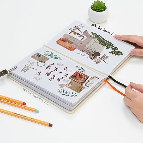 Image of NEORAH - A5 - ART JOURNAL | 200Gsm Dotgrid Notebook |160 Pages(21.0 x 14.8 cm) | Lay Flat |Hard Cover Bullet - Journal | 3 Bookmarks |Elastic Closure | Inner BackPocket | Ideal- Bujo,Art (AFTER GLOW)