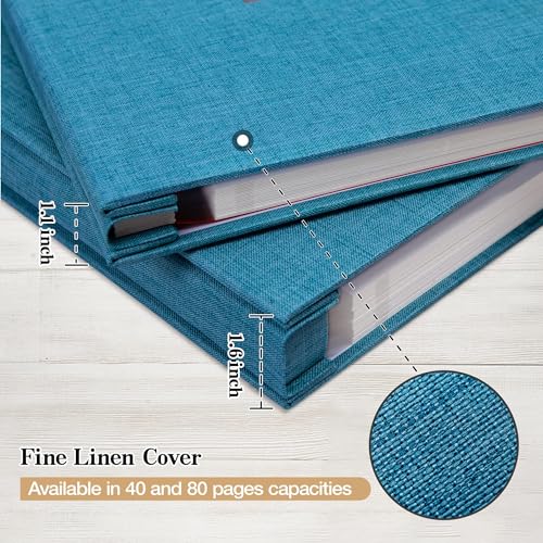 Finksy 13.2x12.8 Inch Self Adhesive Photo Album Linen Cover 80 Pages Sticky 3x5 4x6 5x7 6x8 8x10 8.5x11 Magnetic DIY Scrapbook Photo Album with A Metallic Pen by Finksy - Used condition - Image 5