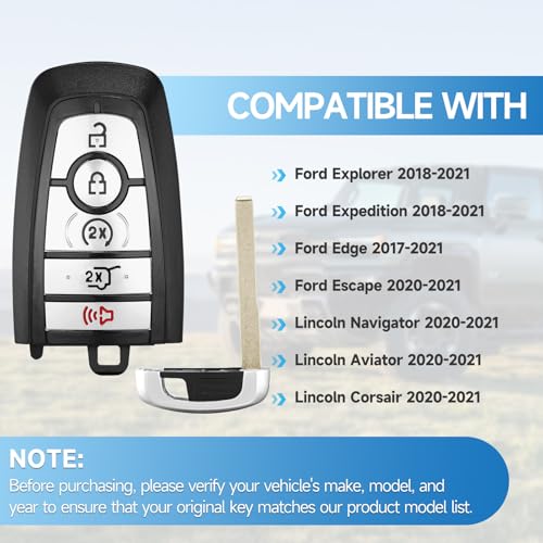 Key Fob Replacement Fits for Ford Explorerx Expedition 2018-2021 Edge 2017-2021 Escape 2020-2021 Lincoln Navigator Aviator 2020-2021 Corsair 2020-2021 Smart Keyless Entry Remote M3NA2C931426 902 Mhz by LYFUCESS - Used condition - Image 2