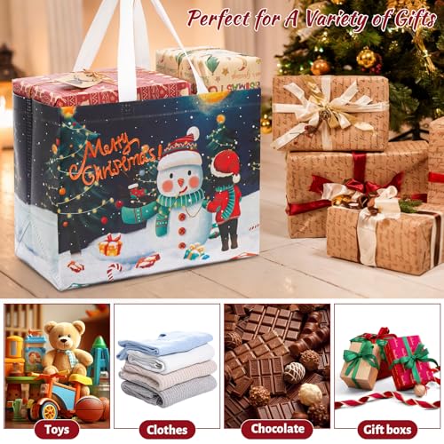 Mokani 12PCS Christmas Bags with Tissue Paper, Multipack Non-Woven Xmas Gift Bags, Reusable Waterproof Tote Bag with Handles for Presents, Ideal for Gift Wrap, Parties Decoration - Image 5