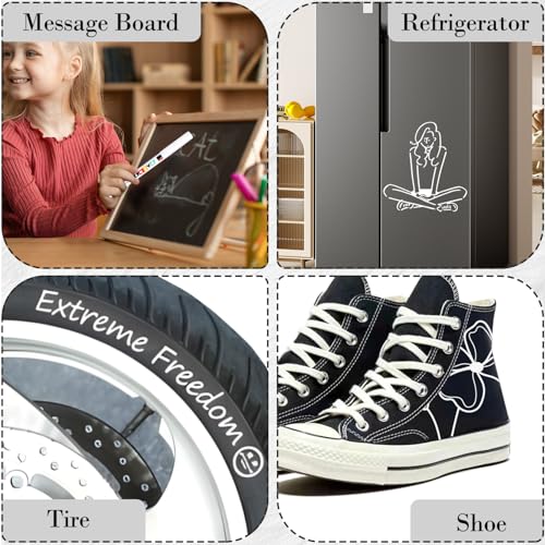 MOTIBACK 12 Stück Reifenstift Weiß Wasserfest 1mm, Reifenkreide und Reifenmarker für Auto Motorrad Reifen, Glas, Metall, Gummi (Gold)