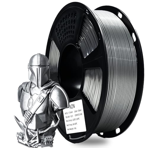 Image of Silver PETG Filament 1.75mm 1kg (2.2lbs), High Toughness & Wear Resistant 3D Printer Filament, Dimensional Accuracy + /-0.02mm, Smooth Feeding No Tangle Clog Bubble, Fit for Most FDM 3D Printers