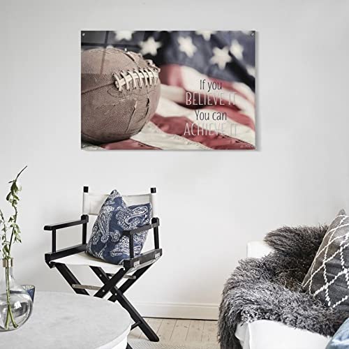 Inspirational Wall Art Rugby Wall Art American Flag Football Wall Art Canvas Painting Posters And Prints Wall Art Pictures For Living Room Bedroom Decor 24X36Inch(60X90Cm) Frame-Style #TOP4