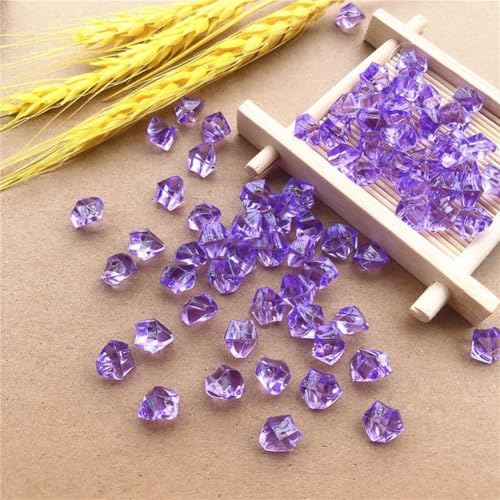 Yhenlovtt 200 gemme in plastica acrilica per vasi e acquari, 6 x 9 mm, rocce di ghiaccio da spargere in diversi colori, per feste di nozze (viola)