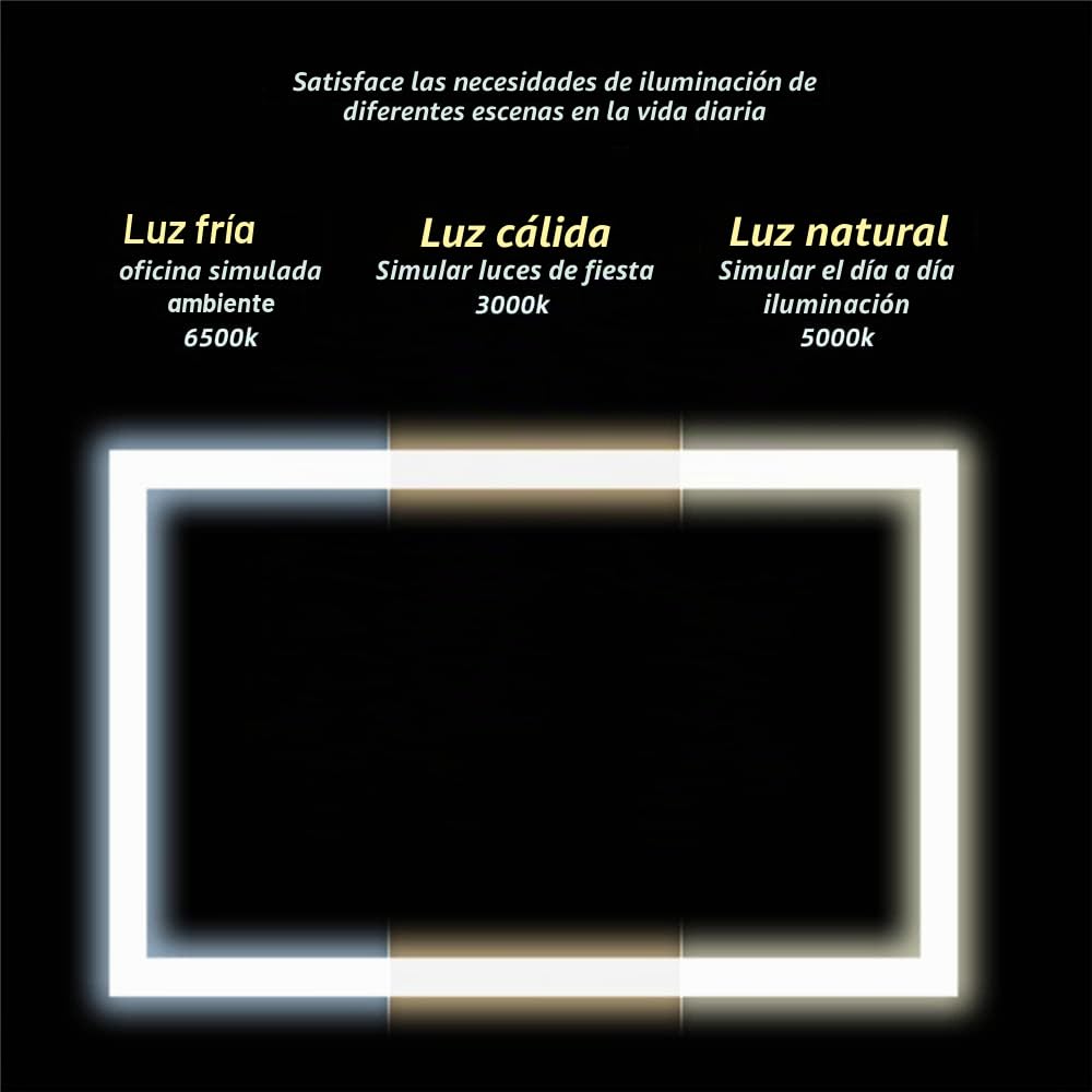 Self Cut Mirror 360,Espejo de 5 vías para Corte de Cabello,Espejo con 5 Lados Plegable con Ganchos Adaptable En Todas Las Superficies,Herramienta De Corte De Pelo DIY,Espejo Maquillaje con Luz
