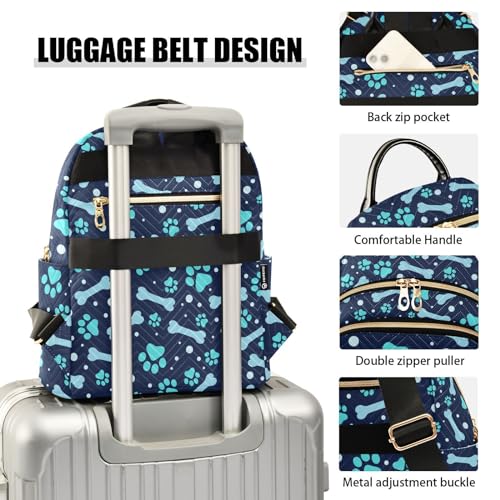 Image of Paw Print and Bone Mini Backpack Fashion Backpack Purse for Women,Handbag Shoulder Bag Casual Daypack, Ladies Gift for College Work (M)