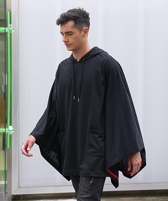 COOFANDY Unisex Casual Hooded Poncho Cape Cloak Fashion Coat Hoodie Pullover with Pocket