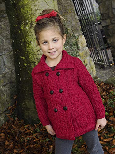 Aran Crafts Kid's Irish Cable Knit Soft Double Breasted Coat (100% Merino Wool)2