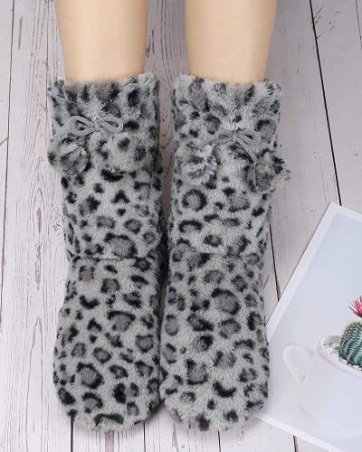 Image of DICUIRD Womens Thick & Warm Slipper Socks with Grippers - Christmas House Slippers