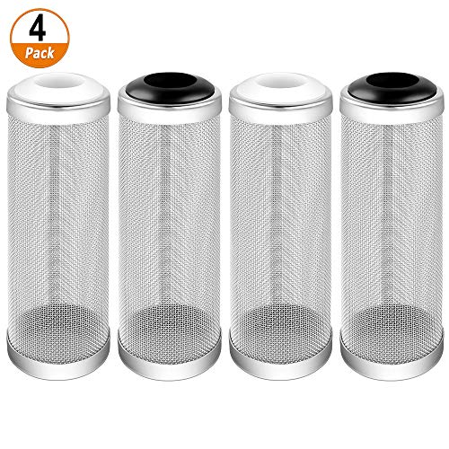Heqishun 4 Piezas Filtro de Acuario de Acero Inoxidable, Protector de Malla de Filtro de Red para los Peces Camarones Protector del Filtro para Acuarios, 16 mm (2 Blanco y 2 Negro)