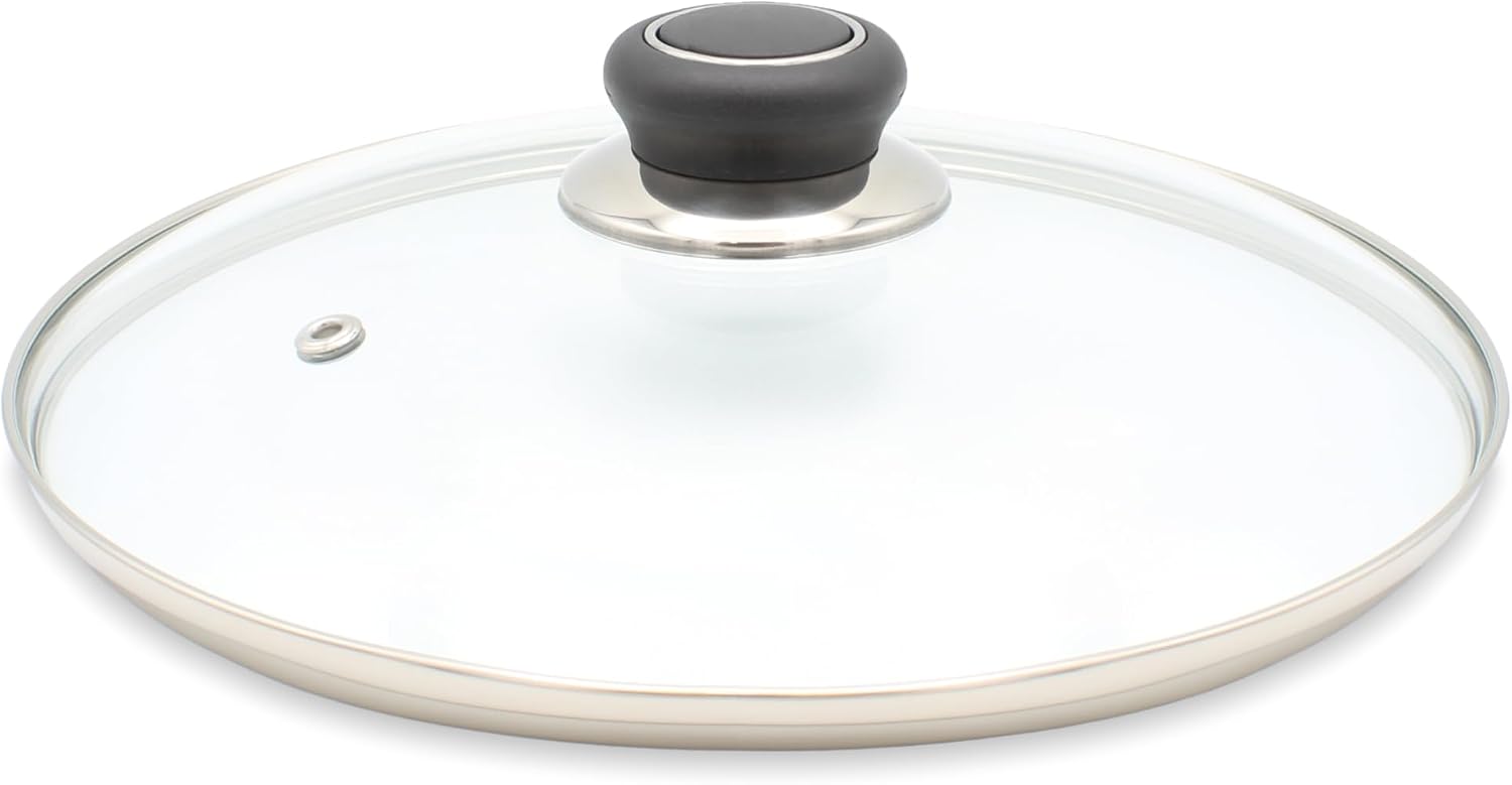 Krüger Haushaltswaren Diamant glass lid, 28 cm, silver and black