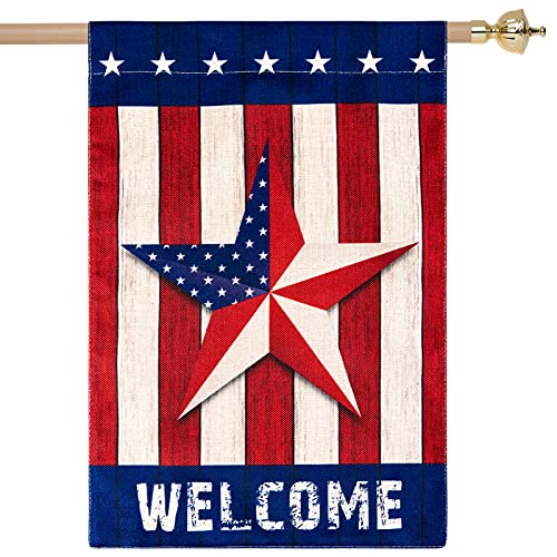 Whaline-4th-of-July-Patriotic-Garden-Flag-13-x-189-In-American-Double-Sided-Burlap-Outdoor-Flag-Stripe-and-Star-Yard-Flag-with-Windproof-Clip-for-Independence-Day-Memorial-Day-Home-Farmhouse Whaline 4th of July Patriotic Garden Flag 13 x 189 In American Double Sided Burlap Outdoor Flag Stripe and Star Yard Flag with Windproof Clip for Independence Day Memorial Day Home Farmhouse
