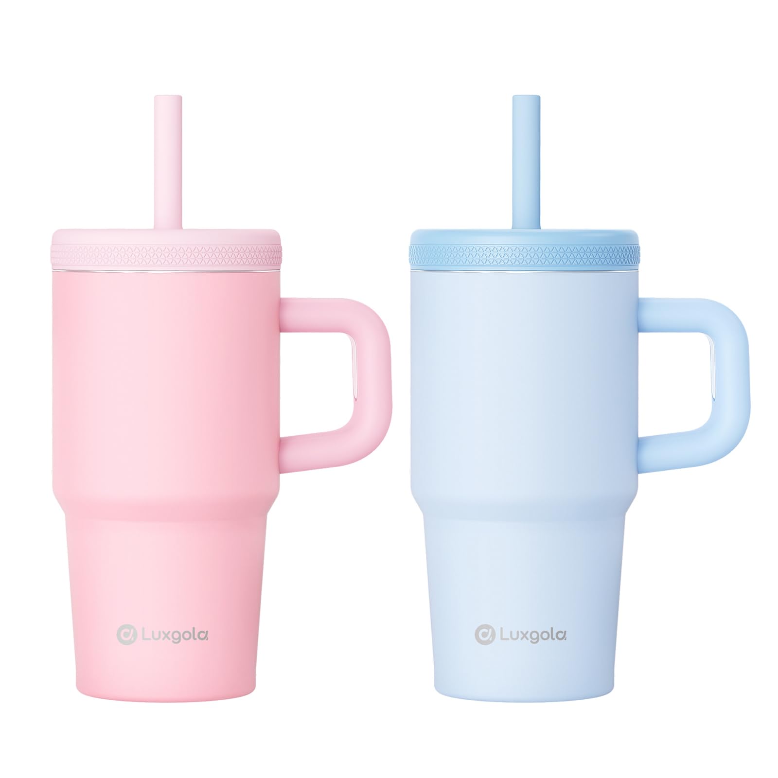 Luxgola Kids 20 oz Tumbler with Handle, Leak-Proof Screw-On Lid with Removable Silicone Straw, Spill Proof, Stainless Steel Insulated Water Bottle,