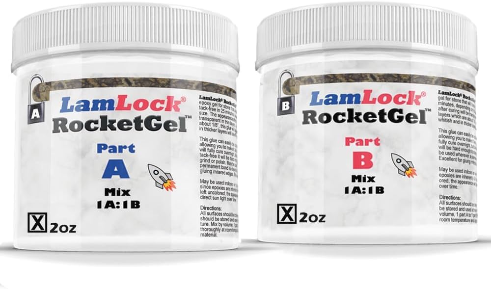 RocketGel 25 Minute Professional Epoxy Countertop Kit for Granite, Tile, and Quartz Countertop Repair Kit, Tile Crack Repair, Chips and Fills Epoxy Grout (4oz)