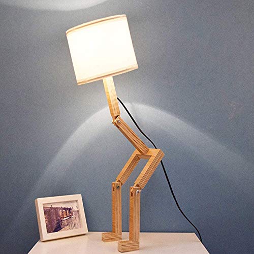 Preisvergleich Produktbild MissZZ Tischlampe Schlafzimmer, niedliches Holzdesign weißer Lampenschirm Modernes Nachtlicht für Büro Nachttisch für Schlafzimmer, Wohnzimmer, Büro E27 (ohne Glühbirne)