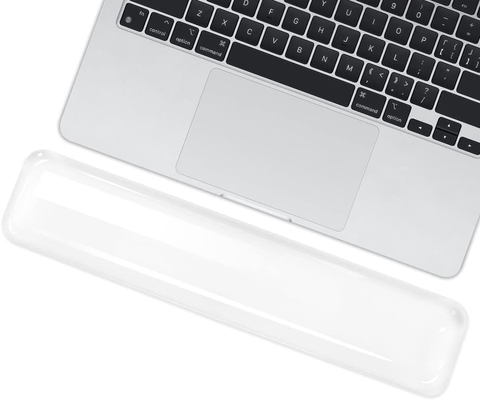 Arisase Soft Keyboard Wrist Rest Pad 14.37IN Comfortable Cool Silicone Cushion Typing Hand Pain Relief Support Pad with Gel-Filled for MacBook Magic Keyboard Other Keyboards Office & Home (Clear)