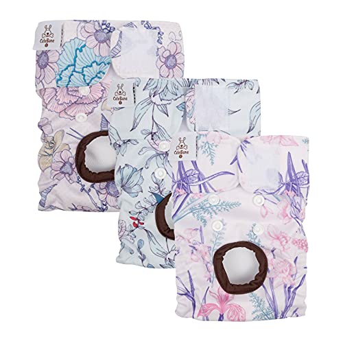 Image of CuteBone Dog Diapers Female Washable Small Medium Large 3 Pack Reusable Doggie Diapers Puppy Period Pants for Doggy Heat Cycle Peeing