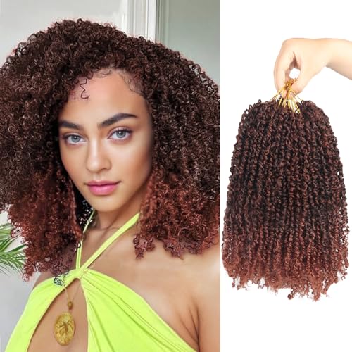 Yebo Yanky Crochet Braids Rizado 10 Pulgadas - 8 Paquetes 240 Mechas, Pelo de Fibra Química, Estilo Pasión Twist Afro, Trenzado Fácil(10inch T350)