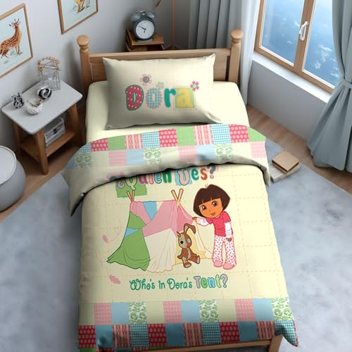 Image of Sassoon Dora (Tent) Digital Printed, Cotton Single Bedsheet, 300 TC, 1 Pillow Cover, Fade Resistant, Bedsheet for Kid's Bedroom, (1.50m X 2.35m)