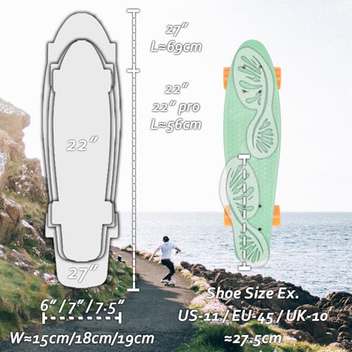 Image of KMX Skateboard 22 and 27 Inch, Classic Mini Cruiser Skateboard for Boys, Girls, Kids, Students, Adults, Teens, Mini Cruiser Board for Beginners and Advanced