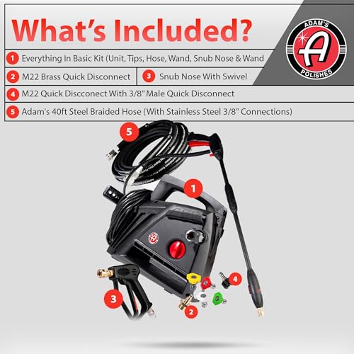 Adam's Polishes Compact Pressure Washer Upgrade Kit - Powerful, Lightweight, Portable Electric Pressure Washer Sprayer | Max 1500 PSI, 1.2 GPM | for Car Home Auto Patio RV Motorcycle & Garage