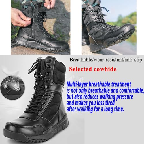 Image of Man Tactical Military Boots Black Men's Shoes Desert Combat Army Outdoor Hiking Shoes Side zipper