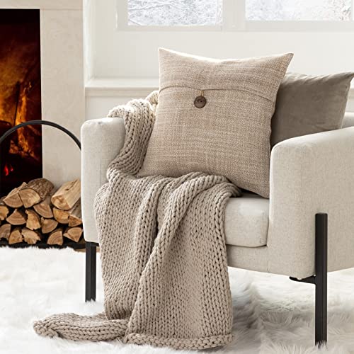 image for Phantoscope Pack of 2 Farmhouse Throw Pillow Covers Button Vintage Lin