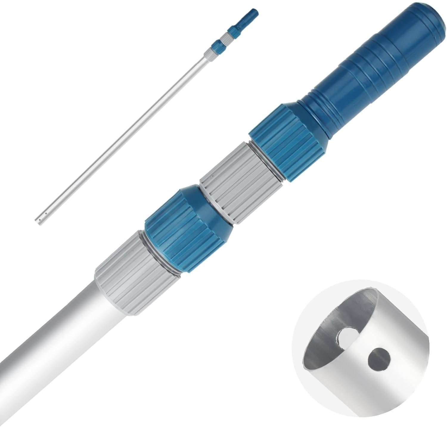 Bâton télescopique professionnel de 3,7 m en aluminium pour piscine – Attachez des filets d'écumoire, des râteaux, des brosses/2
